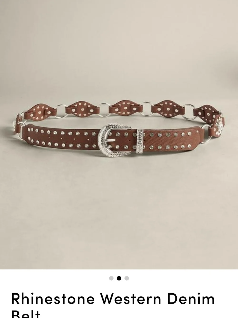Rhinestone Western Brown Belt with Silver Accents